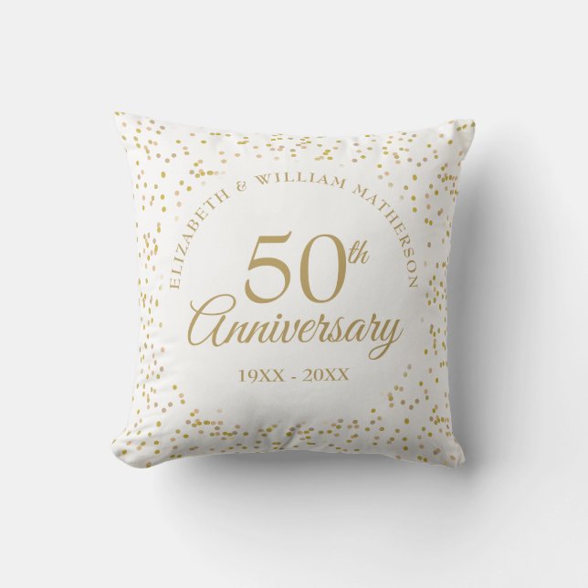 Almofada Aniversário de 50 anos de casamento com pó dourado (Frente)