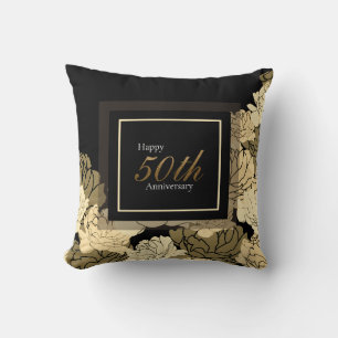 Almofada Aniversário de 50 anos dourado, bege e marrom