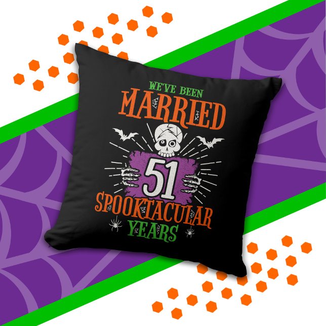 Almofada Aniversário de 51 anos de casamento Halloween Spoo (Criador carregado)