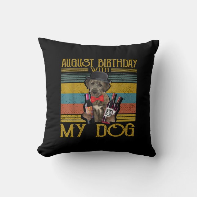 Almofada Aniversário De Agosto Com O Meu Cão De Wolfhound I (Frente)