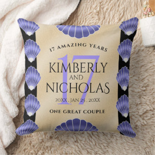 Almofada Aniversário de Bodas de Conchas Elegantes de 17 an
