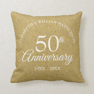 Almofada Aniversário de Bodas de Ouro 50º Confete Dourado