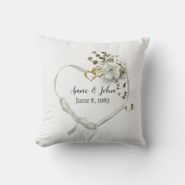 Almofada Aniversário de Casamento Coração com Fita