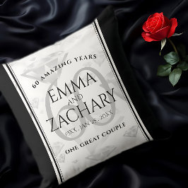 Almofada Aniversário de Casamento do Elegante 60º Diamond