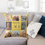 Almofada Aniversário de colagem de fotos personalizadas ama<br><div class="desc">Um presente único para um aniversário de 21 anos,  celebrando sua vida com uma colagem de 8 fotos,  fotos. Personalize e adicione seu nome,  idade e data. Cor de fundo amarelo da mostarda,  texto cinza. O nome é escrito com um moderno estilo escrito à mão.</div>