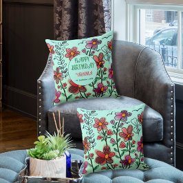 Almofada ANIVERSÁRIO DE FLORES DE DOIS VERMELHOS primavera 