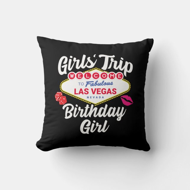 Almofada Aniversário de Las Vegas - Viagem de Meninas de Ve (Frente)