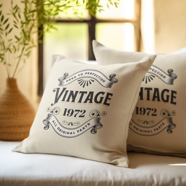 Almofada Aniversário de Qualquer Ano Vintage (Criador carregado)