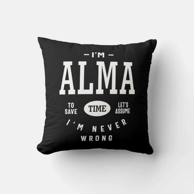 Almofada Aniversário do Nome Personalizado Alma (Frente)