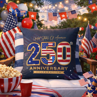 Almofada Aniversário Patriótico de 250 anos dos EUA 