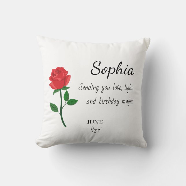 Almofada Aniversário Personalizado de Rose de Junho (Frente)