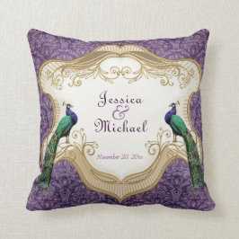 Almofada Aniversário personalizado (roxo) real do pavão