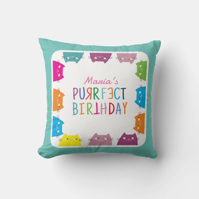 Almofada Aniversário Purrfeito Personalizado (Frente)