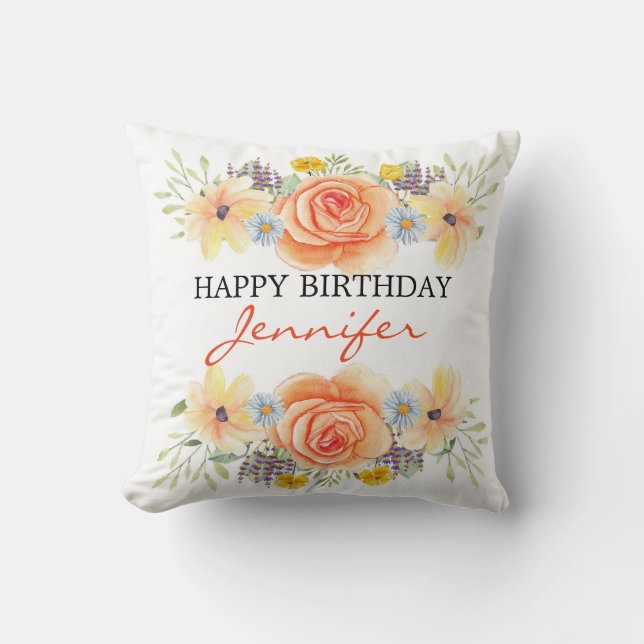 Almofada Aniversário - Rosas Laranja (Frente)