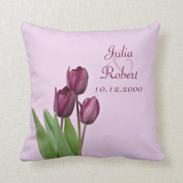 Almofada Aniversário roxo de 3 tulipas