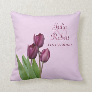 Almofada Aniversário roxo de 3 tulipas