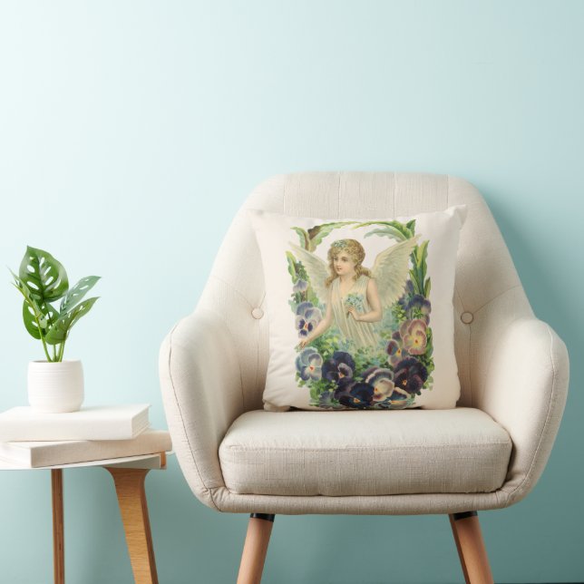 Almofada Anjo da Páscoa Vitoriano com Flores de Amor-Perfei (Cadeira)