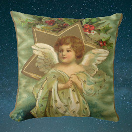 Almofada Anjo de Natal Vitoriano com Estrela Dourada Vintag