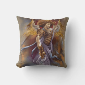 Almofada Anjo De Proteção Do Guerreiro Na Lavanda De Aquare