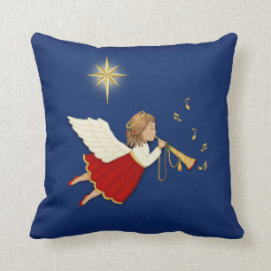 Almofada Anjo de Trompete e Estrela de Natal