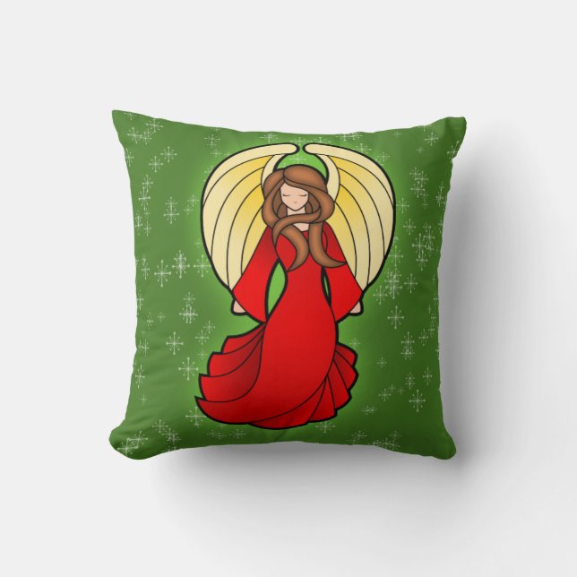 Almofada Anjo do vitral do Natal (Frente)