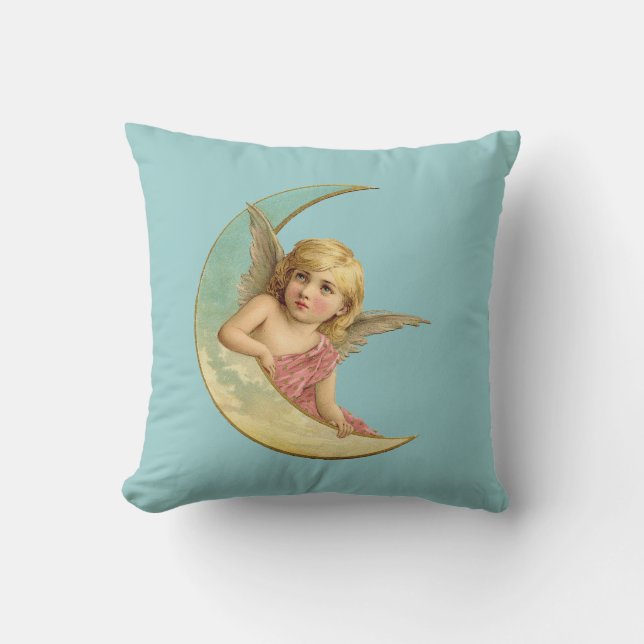 Almofada Anjo em uma imagem da lua crescente (Frente)