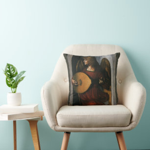 Almofada Anjo em Vermelho com Alaúde de Leonardo da Vinci