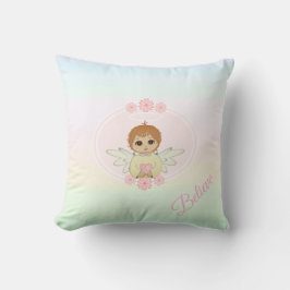 Almofada Anjo Fofo & Flores de Coração em Tons Pastel