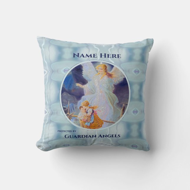 Almofada Anjo Guardião de Adicionar Nome Personalizado (Frente)