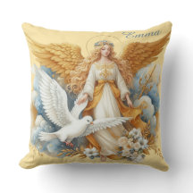Anjo Guardião Dourado Com Pássaro Branco