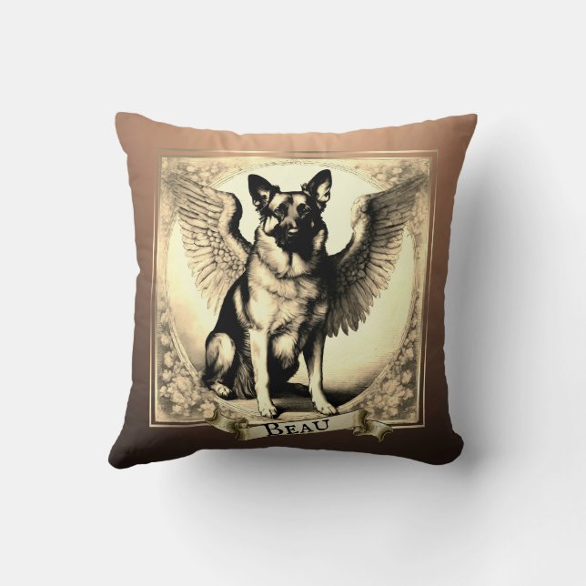 Almofada Anjo Personalizado de German shepherd do Bronze Vi (Verso)