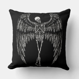 Almofada Anjos esqueléticos em preto e branco