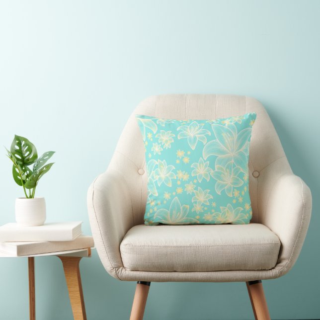 Almofada Anne Aqua 🌊 Floral (Cadeira)