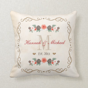 Almofada Ano Wedding do Natal Monogrammed do cone do pinho