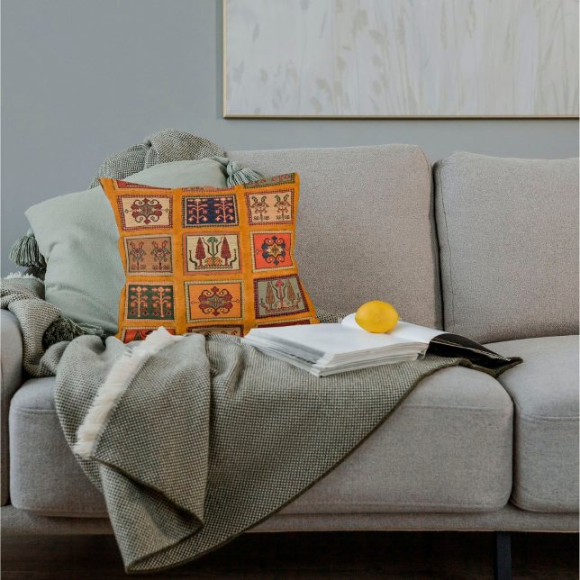 Almofada Anterior tapete laranja turco Kilim (Criador carregado)