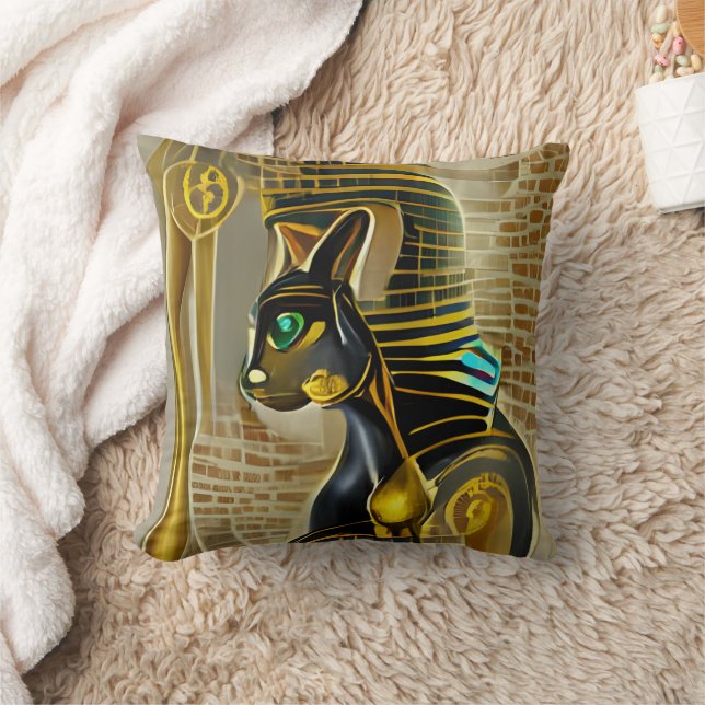 Almofada Antiga Deusa de Gato Egípcia Bastet Arte AI (Cobertor)