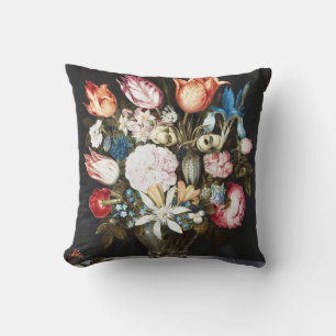 Almofada Antigo Bosschaert Tulipas e Rosas Holandeses Arte