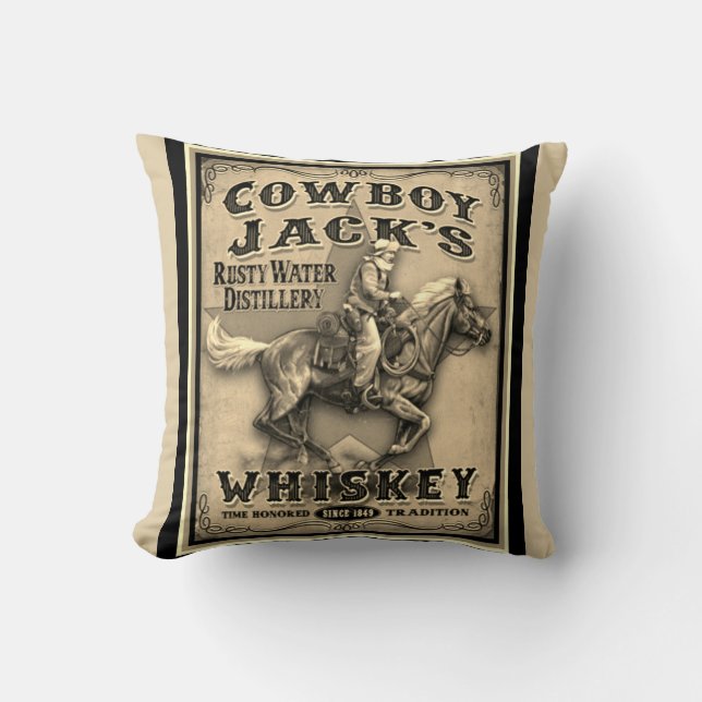 Almofada Antigo Travesseiro Whiskey West Cowboy (Frente)