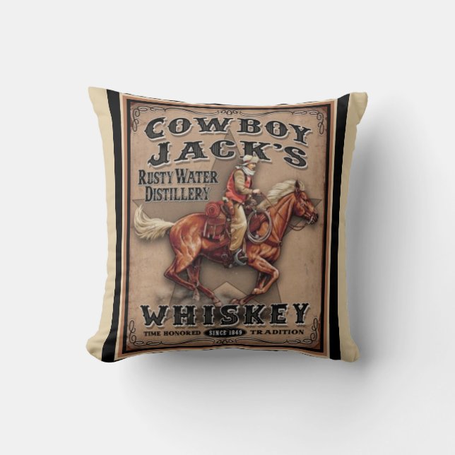 Almofada Antigo Travesseiro Whiskey West Cowboy (Frente)