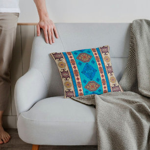 Almofada Antiguamente Aqua Blue Turco Dourado Pálido