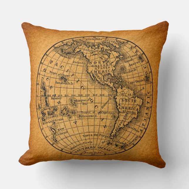 Almofada Antiguidade: Mapa do Mundo - Arte Global (Frente)