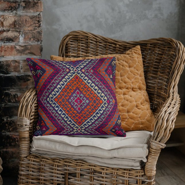 Almofada Antiguidade Vintage Magenta Laranja Turco (Criador carregado)