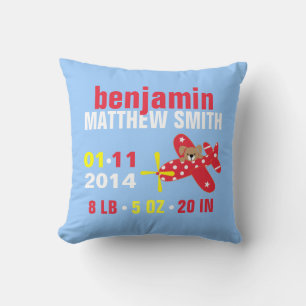 Almofada Anunciamento de Nascimento Personalizado do Avião