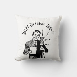 Almofada Anunciante da Rádio Vintage Birthday