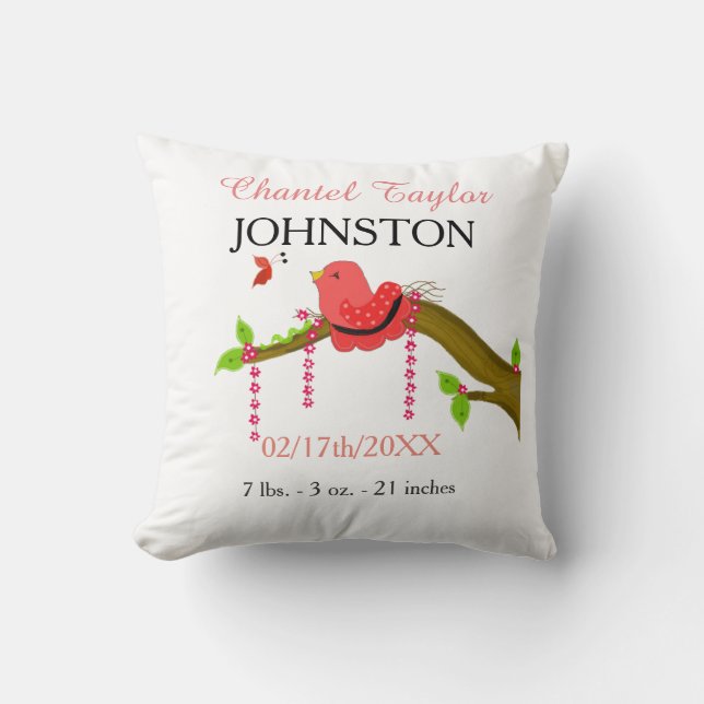 Almofada Anúncio de Nascimento do Bebê do Bebê (Frente)