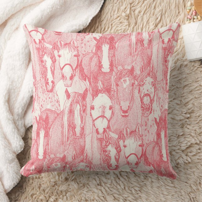 Almofada apenas cavalos rosa pérola meio (Cobertor)