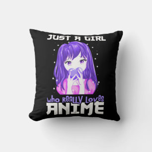 Almofada Apenas uma garota que realmente ama anime em roxo