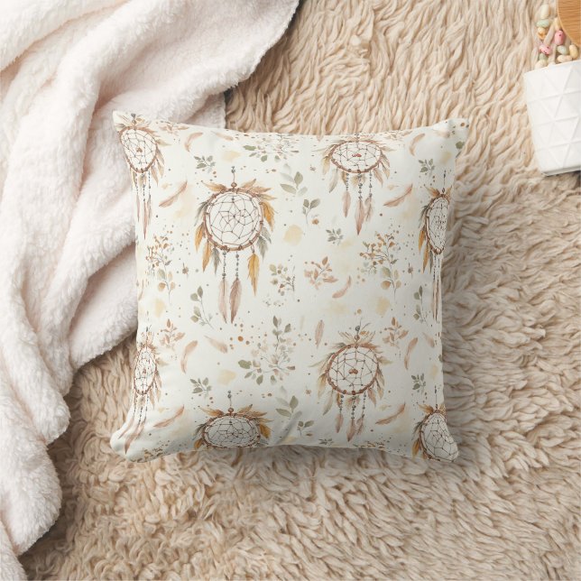 Almofada Apoiadores de Sonhos com Penas Boho Creme (Cobertor)
