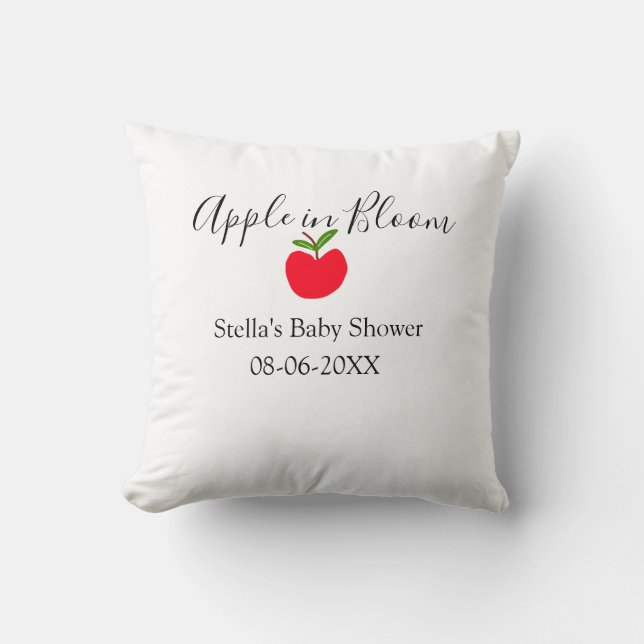 Almofada Apple in bloom baby shower red apple name date  (Frente)