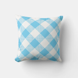 Almofada Aqua Blue e White Gingham num Travesseiro
